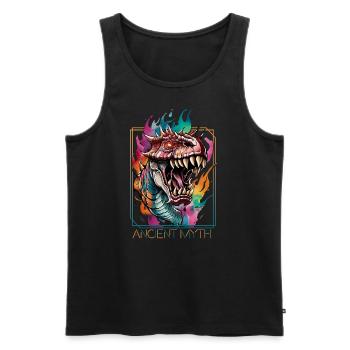 Drachenkopf: Eine Hommage an alte Mythen - Männer Premium Bio Tank Top - Schwarz - Vorne - Michal (187cm)