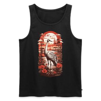 Grue vintage Japon Elegance Bird Retro Design - Débardeur bio Premium Homme - noir - Devant - Michal (187cm)