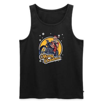 Motorrad Chopper Merry Christmas Weihnachten - Männer Premium Bio Tank Top - Schwarz - Vorne - Michal (187cm)