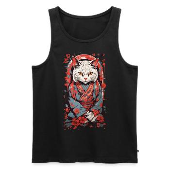Ukiyo-e Katze Streetwear Retro Katzen Design - Männer Premium Bio Tank Top - Schwarz - Vorne - AI Model Male 178 light (178cm)