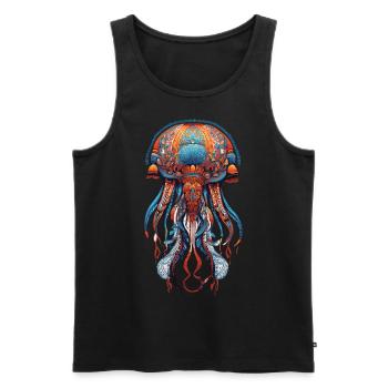 Qualle Meer Mandala Meditation Spiritualität - Männer Premium Bio Tank Top - Schwarz - Vorne - AI Model Male 178 light (178cm)