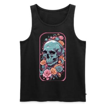 Ästhetisches Gothic Skull Rosen Okkult Design - Männer Premium Bio Tank Top - Schwarz - Vorne - AI Model Male 178 light (178cm)
