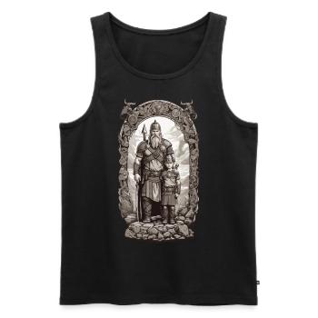Viking père & fils guerrier fête des pères Design - Débardeur bio Premium Homme - noir - Devant - Michal (187cm)