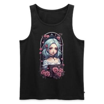 Gothique Anime Pastel Goth e-girl Design urbain - Débardeur bio Premium Homme - noir - Devant - AI Model Male 178 light (178cm)
