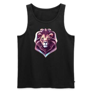 Chrom Königlicher Löwe - Männer Premium Bio Tank Top - Schwarz - Vorne - AI Model Male 178 light (178cm)