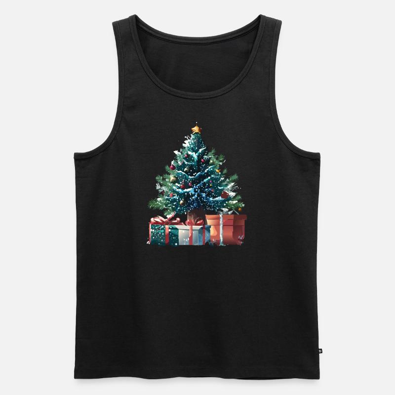 Weihnachtsbaum mit Geschenken - Männer Premium Bio Tank Top - Schwarz