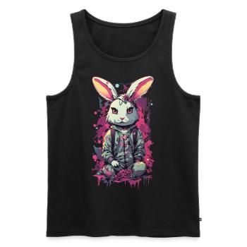 Lapin gothique esthétique Streetwear Design - Débardeur bio Premium Homme - noir - Devant - Michal (187cm)