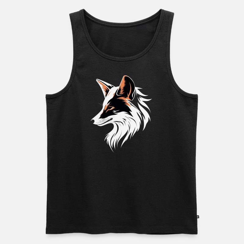 Fuchsprofil in Kontrast - Männer Premium Bio Tank Top - Schwarz