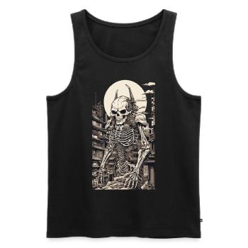 Edo Japan Yokai Skeleton Ukiyo-E Artwork - Men's Premium Organic Tank Top - black - Front - AI Model Male 178 light (178cm)