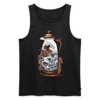 Japonais Café Esthétique Style Streetwear - Débardeur bio Premium Homme - noir - Devant - Michal (187cm)