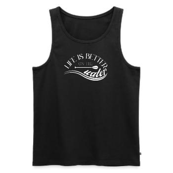 La vie est meilleure sur l’eau. SUP Stand-up Paddle - Débardeur bio Premium Homme - noir - Devant - AI Model Male 178 light (178cm)