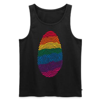 Conception d’art d’empreintes digitales arc-en-ciel coloré - Débardeur bio Premium Homme - noir - Devant - Michal (187cm)