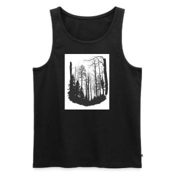🌲✨ Murmures de 🌿🌙 la forêt - Débardeur bio Premium Homme - noir - Devant - Michal (187cm)