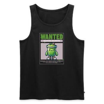 Wanted Matcha - Männer Premium Bio Tank Top - Schwarz - Vorne - AI Model Male 178 light (178cm)