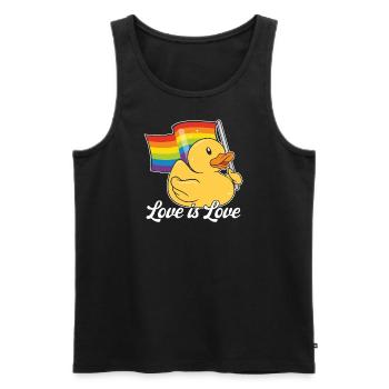 LGBTQ+ Love Is Love Pride Fahne Gummiente - Männer Premium Bio Tank Top - Schwarz - Vorne - AI Model Male 178 light (178cm)