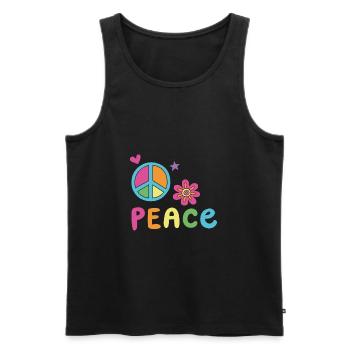 Peace World Peace Flower Power Gift 70s Love - Men's Premium Organic Tank Top - black - Front - Michal (187cm)