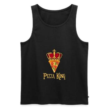 Pizza Krone König Pizzeria Italienisch essen - Männer Premium Bio Tank Top - Schwarz - Vorne - Michal (187cm)