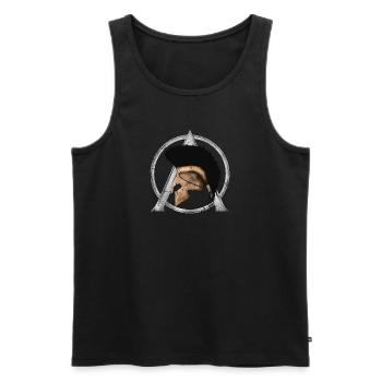 Léonidas Casque et Sparta Symbole - Débardeur bio Premium Homme - noir - Devant - AI Model Male 178 light (178cm)