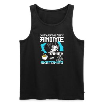 Just A Boy Who Loves Anime Ramen And Sketching - Männer Premium Bio Tank Top - Schwarz - Vorne - Michal (187cm)