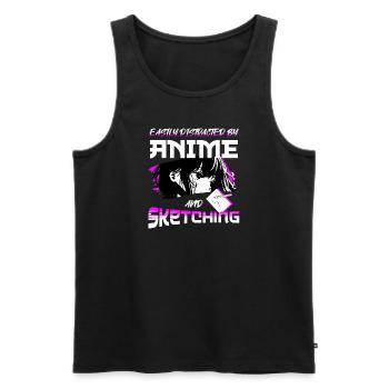 Easily Distracted By Anime And Sketching - Men's Premium Organic Tank Top - black - Front - AI Model Male 178 light (178cm)