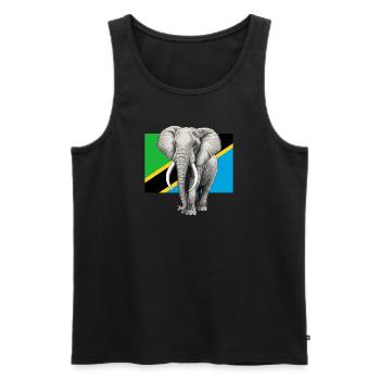 Drapeau éléphant de Tanzanie - Débardeur bio Premium Homme - noir - Devant - AI Model Male 178 light (178cm)