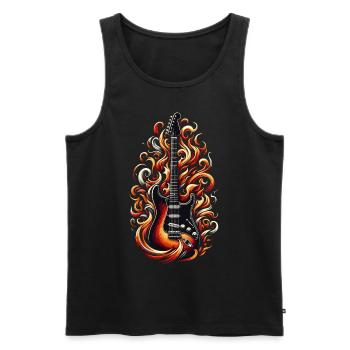 E-Gitarre mit Flammen - Männer Premium Bio Tank Top - Schwarz - Vorne - AI Model Male 178 light (178cm)