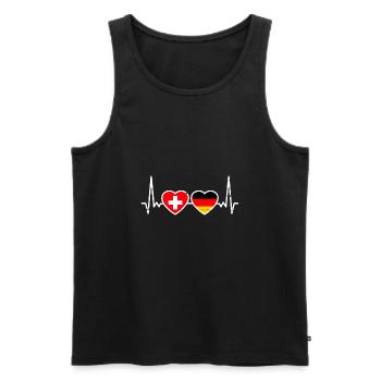 Schweiz Deutschland Vintage Herzschlag Flagge - Männer Premium Bio Tank Top - Schwarz - Vorne - Michal (187cm)
