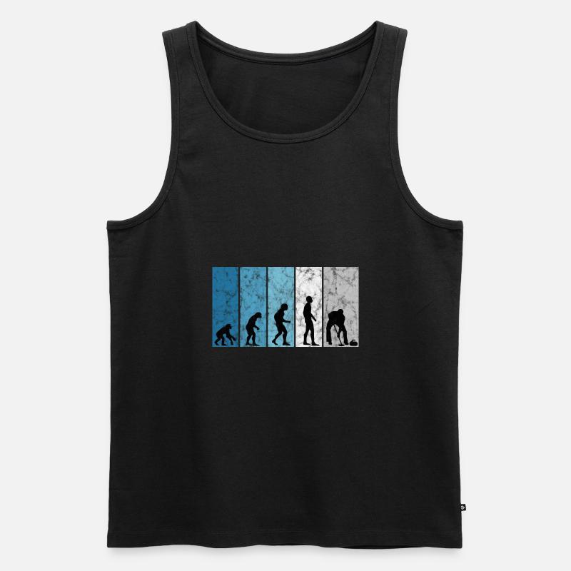 Eis Curling Curler Eisstockschießen Evolution - Männer Premium Bio Tank Top - Schwarz