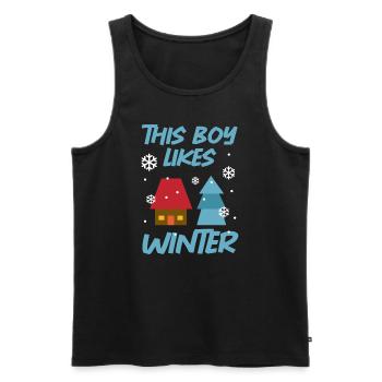 Boy Likes Winter Cozy Winter Days Snowflake Tea - Men's Premium Organic Tank Top - black - Front - Michal (187cm)