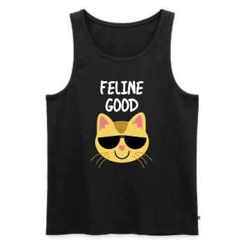 Feline Good : Feeling good cat pun quote - Men's Premium Organic Tank Top - black - Front - AI Model Male 178 light (178cm)