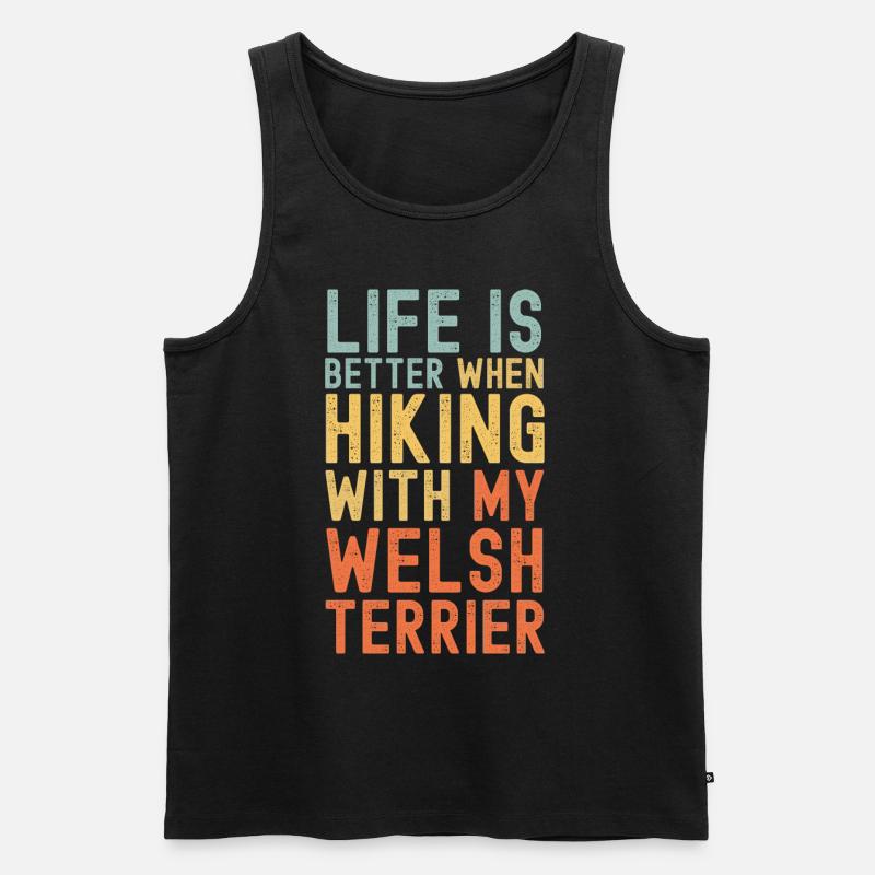 Welsh-Terrier Wanderhund retro - Männer Premium Bio Tank Top - Schwarz