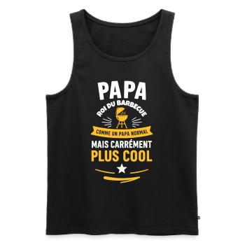 Papa roi du barbecue – idée fête des pères - Débardeur bio Premium Homme - noir - Devant - Michal (187cm)