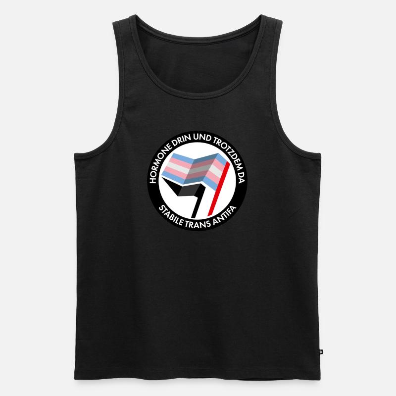Hormone drin und trotzdm da – stabile trans Antifa - Männer Premium Bio Tank Top - Schwarz