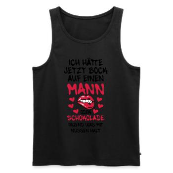 68 Ich hätte jetzt Bock auf Mann oder Schokolade - Männer Premium Bio Tank Top - Schwarz - Vorne - AI Model Male 178 light (178cm)