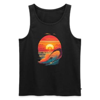retro sunset and waves - Débardeur bio Premium Homme - noir - Devant - AI Model Male 178 light (178cm)