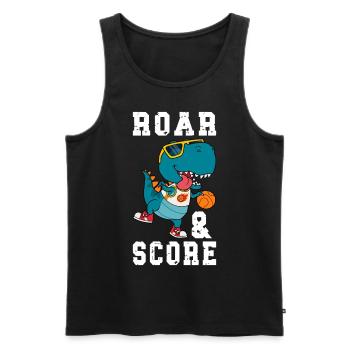 Basketball Dino T-Rex Spieler Sport Comic Cartoon - Männer Premium Bio Tank Top - Schwarz - Vorne - AI Model Male 178 light (178cm)