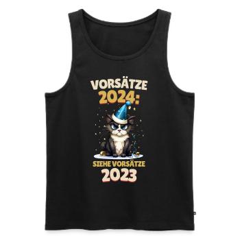 New Year's Resolutions 2024 Cat See 2023 Funny - Men's Premium Organic Tank Top - black - Front - AI Model Male 178 light (178cm)
