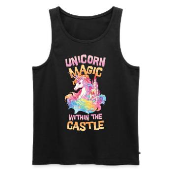 Einhorn Regenbogen Schloss Bunt Magie Fantasie - Männer Premium Bio Tank Top - Schwarz - Vorne - Michal (187cm)