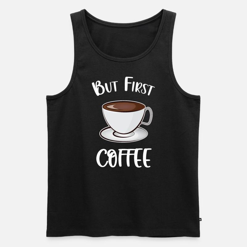 Aber der erste Kaffee - Männer Premium Bio Tank Top - Schwarz