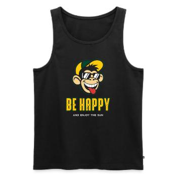 Be Happy - Männer Premium Bio Tank Top - Schwarz - Vorne - Michal (187cm)