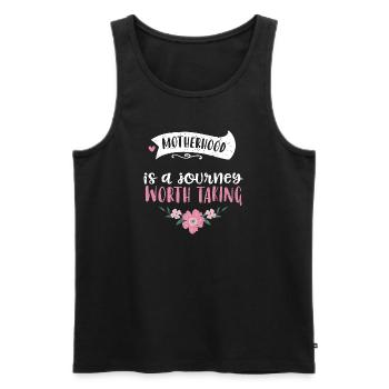 Motherhood is a journey worth ta... - Men's Premium Organic Tank Top - black - Front - Michal (187cm)
