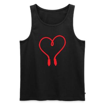 Conception de coeur rouge de corde pour cavalier de corde - Débardeur bio Premium Homme - noir - Devant - Michal (187cm)