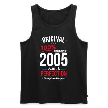 20 Year Anniversary - Original 2005 - Men's Premium Organic Tank Top - black - Front - AI Model Male 178 light (178cm)