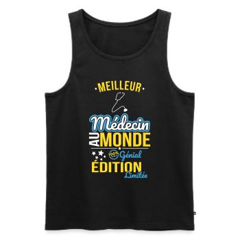 Meilleur Médecin au monde - 100% génial - Débardeur bio Premium Homme - noir - Devant - AI Model Male 178 light (178cm)
