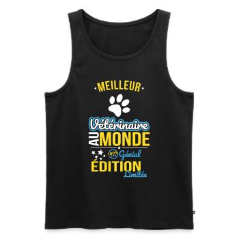 Meilleur Vétérinaire au monde - 100% génial - Débardeur bio Premium Homme - noir - Devant - AI Model Male 178 light (178cm)