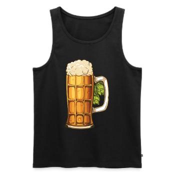 Verre à bière Houblon Bière - Débardeur bio Premium Homme - noir - Devant - AI Model Male 178 light (178cm)
