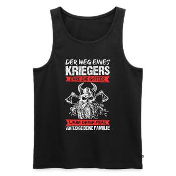 Der Weg Eines Kriegers Ehre Die Götter Liebe Deine - Männer Premium Bio Tank Top - Schwarz - Vorne - Michal (187cm)