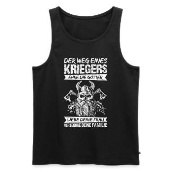 Der Weg Eines Kriegers Ehre Die Götter Liebe Deine - Männer Premium Bio Tank Top - Schwarz - Vorne - Michal (187cm)