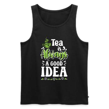Teetasse Oma Grüner Tee - Männer Premium Bio Tank Top - Schwarz - Vorne - AI Model Male 178 light (178cm)