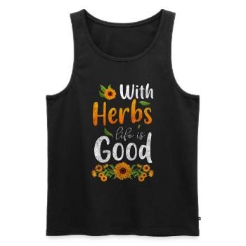 Heilkräuter Heiler Kräuter Natürlich - Männer Premium Bio Tank Top - Schwarz - Vorne - Michal (187cm)